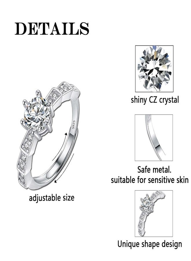Luckilemon Moissanite Adjustable Engagement Ring, Promise Eternity Ring for Women,Wedding Rings,Jewelry Gift,Friendship Promise Fashion Jewelry Valentine Gifts for Women - Image 4